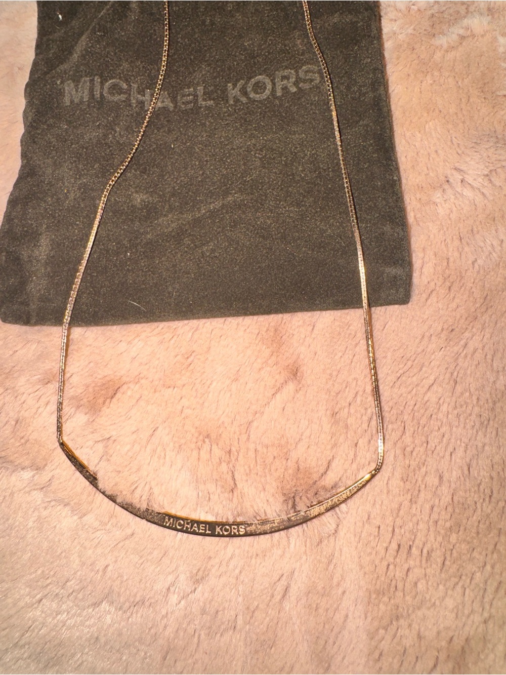 Michael Kors Gold-Tone Curved Logo Bar Necklace